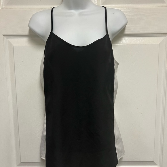 J Crew Black/White Color Block Chiffon Tank - Picture 6 of 10